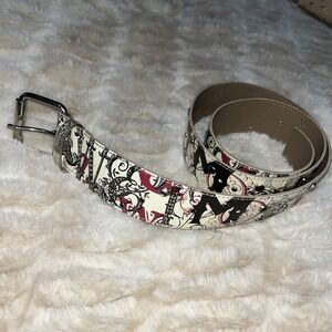 Women's Belt Size Large Graphic Plastic Rhinestone And Metal Accents